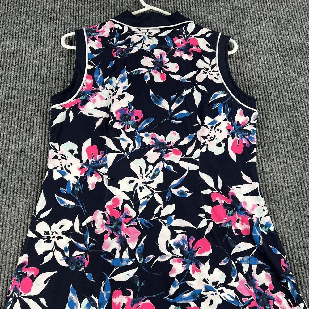 Jofit Navy Floral Sleeveless Polo Dress with Pink & White Accents - Picture 12 of 16